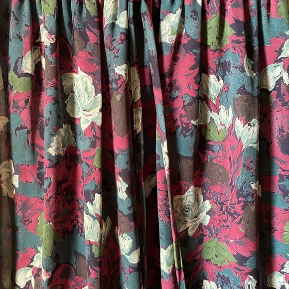 Vintage Karin Stevens polyester floral smocked midi button dress - Picture 3 of 9